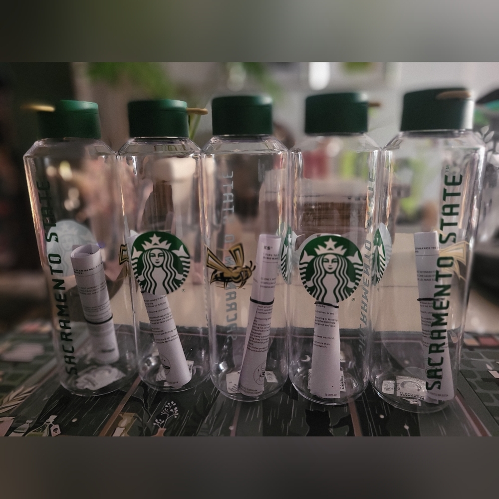 5 pcs Starbucks Water Bottle Featuring Sacramento State Hornets - Picture 3 of 6